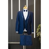 Akçaylar Regular Fit Düz Parlak Kumaş Sivri Yaka (Yaka Çıkmalı) Papyonlu Yelekli Smokin Takım Elbise - Saks - 52 / 6