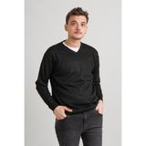 Akçaylar Regular Fit V Yaka Pamuklu Basic Erkek Triko Kazak - Siyah