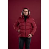 Akçaylar Slimfit Kapşonlu Astarlı Erkek Şişme Puffer Mont - 48 - Kırmızı