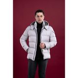 Akçaylar Slimfit Kapşonlu Astarlı Erkek Şişme Puffer Mont - 50 - Gri