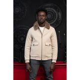 Akçaylar Slimfit Kürklü Sabit Yaka Beli Lastikli Astarlı Kaşe Mont - 2XL - Krem
