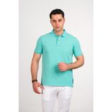 Akçaylar Taş Yıkama Regular Fit Lacost Kumaş Polo Yaka Pamuklu Erkek T-Shirt - Su Yeşili