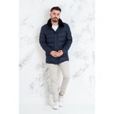 Akçaylar Yaka Kürklü Regular Fit Erkek Şime Mont - 48 - Lacivert