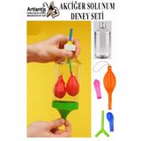 Akciğer Solunum Deney Seti 1 Adet Kutulu Plastik Şişe Y Borusu Balon Tıpa Akciger Model Yapımı Deney Fen