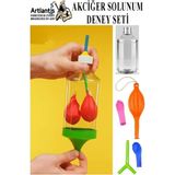 Akciğer Solunum Deney Seti 1 Adet Kutulu Plastik Şişe Y Borusu Balon Tıpa Akciger Model Yapımı Deney