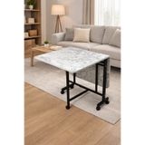 akconcept 70x110 Açılabilir Katlanabilir tekerlekli masa beyaz mermer