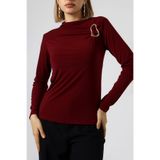 AKD Atelier Kadın Bluz Gold Toka Detaylı Büzgülü Uzun Kollu Sandy Kumaş Likralı Şık Bluz