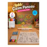 AKDAG HOME Led Işıklı Çizim Tahtası 20*20 Cm Eğitici Boyama Kartları ve 7 Kalem Hediyeli