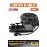 AKDEN Kablo 10 Metre 3x2,5mm 3*Lü Uzatma Kablosu Tam Kesit Kaynak Makinası Kullanıma Uygundur