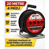 Akden Kablo 20 Metre 3x2,5mm Makaralı Uzatma Kablosu Tam Kesit Kaynak Makinası Kullanıma Uygundur - Siyah