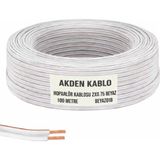 Akden Kablo 2X0,75MM Beyaz Kordon Kablo 48 Tel Tam Kesit 100 Metre