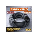 AKDEN Kablo 30 Metre 3x2,5mm Uzatma Kablosu Tam Kesit Kaynak Makinası Kullanıma Uygundur