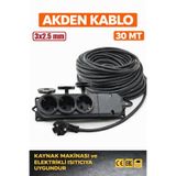 AKDEN Kablo 30Metre 3x2,5mm 3*Lü Uzatma Kablosu Tam Kesit Kaynak Makinası Kullanıma Uygundur