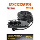 AKDEN Kablo 40 Metre 3x2,5mm 3*Lü Uzatma Kablosu Tam Kesit Kaynak Makinası Kullanıma Uygundur