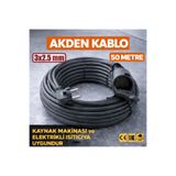 AKDEN Kablo 50 Metre 3x2,5mm Uzatma Kablosu Tam Kesit Kaynak Makinası Kullanıma Uygundur