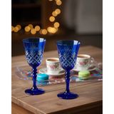 Akden Store Kesme Kristal Renkli Kadeh, Su Bardağı 270CC - Mavi