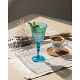Akden Store Kesme Kristal Renkli Kadeh, Su Bardağı 270CC - Turkuaz