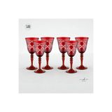 AKDEN STORE Kristal Dekor Renkli 6'lı Kadeh,Su Bardağı, Meşrubat Bardağı