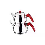 Akdeniz Çaydanlık Takımı Küre Jumbo Boy Kırmızı Elma Şekeri Bakalit Kulp Akd531-Kırmızı 1636 2260 2-3,25L
