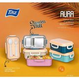 Akdeniz Home Titiz Aura Çelik Bölmeli Beslenme Kutusu 450 ml - Pembe