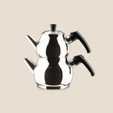 Akdeniz Küre Mini Boy Çaydanlık - Gri / Siyah - 400 ml + 750 ml - Gri - Siyah - Montajsız
