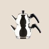 Akdeniz Küre Mini Boy Çaydanlık - Gri / Siyah - 400 ml + 750 ml