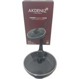 Akdeniz Shellix 28 Cm Cam Kapaklı Siyah Döküm Derin Tava