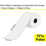 Akdenizpos 56X16 Metre Termal Kredi Kartı ve Yazarkasa Pos Rulosu 10 Adet