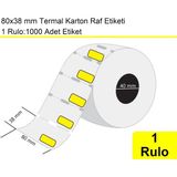 Akdenizpos 80X38 mm Karton Termal Raf Reyon Etiketi Sarı Çerçeveli 1 Rulo: 1000 Adet Etiket