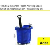 Akdenizpos Tekerlekli Plastik Market Alışveriş El Sepeti 40 Litre Mavi 1 Adet