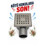 AKDO HIRDAVAT Paslanmaz Kare Yer Süzgeci 10x10 cm Koku Önleyici Gider Süzgeci Banyo Duş WC Mutfak Lavabo Dayanıklı