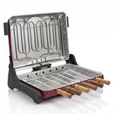 Akel Ab670 1200W Kırmızı Elektrikli Izgara, Kokusuz & Dumansız Mangal, Barbekü, 6 Adet Krom-Nikel Kaplama Şiş