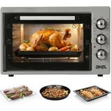 Akel AF340L 34 Lt Gri Midi Fırın, İç Aydınlatmalı, Zaman Ayarlı, Ahşap Malzemeden 2 Tepsi 1 Tel