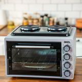 Akel AF382 Gri Çift Ocaklı Termostatlı Çift Tepsili 38 lt Midi Fırın