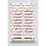akel collection Mutfak Odası Pembe Manolya Desenli Baskılı Zebra Stor Perde