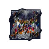 Aker Desenli Eşarp, 90x90, 5003146333, Lacivert, kadın