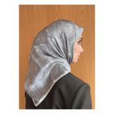 Aker Jakarlı Sura İpek Eşarp 7208405 - 311 SYR52627 Gri Gümüş Simli Desen