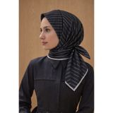 Aker Jakarlı Sura İpek Eşarp 7208405 - 312 SYR52530 Siyah Gümüş Simli Desen