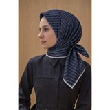 Aker Jakarlı Sura İpek Eşarp 7208405 - 322 SYR52631 Lacivert Simli Desen
