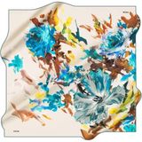 Aker Nostalji Sura Ipek Eşarp 7867-354 - 90 x 90 cm - Krem - Mavi