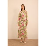 Aker Pembe Batik Desenli Elbise - 38 - Pembe