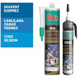 Akfix 100 Akvaryum Silikonu Şeffaf 280 ml %100 Silikon, Solvent İçermez, Canlılara Zarar Vermez - 1 Adet