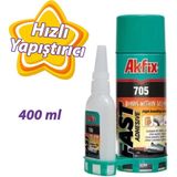 Akfix Hızlı Yapıştırıcı Şeffaf Güçlü 400 ml Sprey + 100 gr Yapıştırıcı