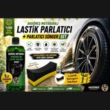 Akgüneş Motogaraj 1 Lt Lastik Parlatıcı + Lastik Parlatma Süngeri Seti | Derin Parlaklık ve Uzun Süreli Koruma - 1 LT + SÜNGER
