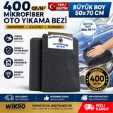 Akgüneş Motogaraj 400 Gsm Mikrofiber Oto Yıkama Kurulama Bezi 50X70 cm Battal Boy - Yerli Üretim, Çizmez, Tüy Bırakmaz, Süper Emici Oto Kurulama Bezi - Gri