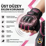 AKGÜNEŞ MOTOGARAJ Pembe Motosiklet Eldiveni Yazlık Hava Alan Korumalı Dokunmatik Uyumlu TS EN 13594 Sertifikalı Kadın Motosiklet Eldiveni