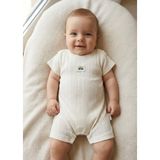 Aki Moda Kids Aki Moda Kıds % 100 Pamuk Ajurlu Kısa Kollu Bebek Tulum - 9 - 12 Ay - Bej - Altın