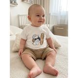 Aki Moda Kids Akı Moda Kıds Beyaz Tişört ve Keten Şort Erkek Bebek Takımı - 12 Ay