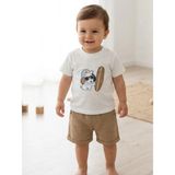 Aki Moda Kids Akı Moda Kıds Beyaz Tişört ve Keten Şort Erkek Bebek Takımı - 18 Ay