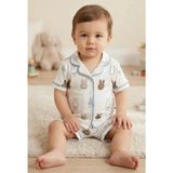 Aki Moda Kids Aki Moda Kıds Erkek Bebek %100 Pamuklutavşan Desenli Yazlık Bebek Pijama Takımı - 6 - 9 Ay - 003-Mavi